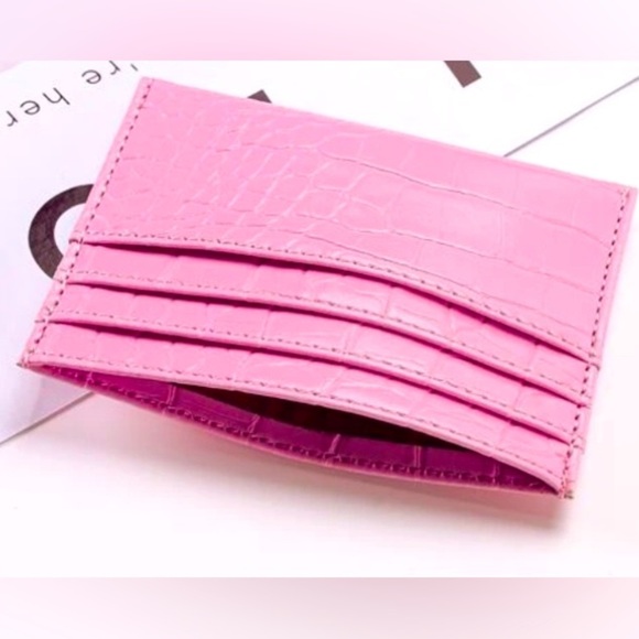 Handbags - Pink croc 🐊 embossed card holder